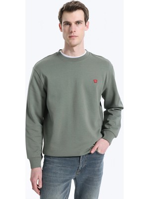 Wrangler Haki Erkek Regular Fit Logo Baskılı Sweatshirt TW2520255801 Haki Sweatshirt