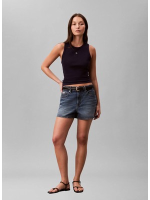 Calvin Klein Jeans Lacivert Kadın Atlet Sl Monogram Patch Waffle Racer T