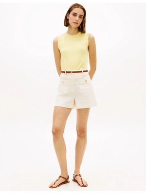 Tommy Hilfiger Krem Kadın Şort Preppy Cotton Short