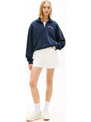 Tommy Jeans Beyaz Kadın Denim Şort Mom Short BJ4199