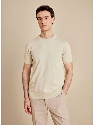 Brooks Brothers Bej Erkek Standart Triko Kazak BBSS26MKL011