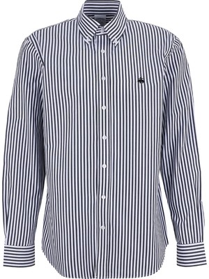 Brooks Brothers Siyah - Beyaz Erkek Düğmeli Regular Fit Gömlek BBSS26MSH007