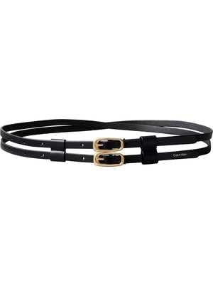 Calvin Klein Siyah Kadın Kemer Elongated Double Buckle Belt