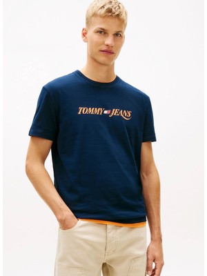 Tommy Jeans Lacivert Erkek Regular Fit Baskılı T-Shirt DM0DM22548C1G Lacivert T-Shirt