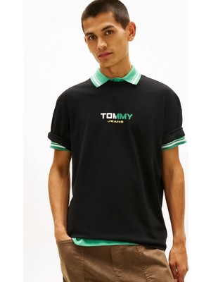Tommy Jeans Siyah Erkek Regular Fit Baskılı T-Shirt DM0DM22534BDS Siyah T-Shirt