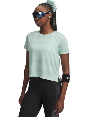 Under Armour 6009540-703 Ua Velociti Shortsleeve Yeşil Bisiklet Normal Düz Kadın T-Shirt