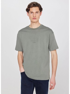 Lee Gri Erkek Relaxed Logo Baskılı T-Shirt L2610041801 Haki T-Shirt
