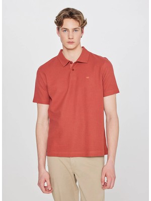 Wrangler Kiremit Erkek Regular Fit Logo Baskılı Polo T-Shirt W2610158222 Kiremit Polo T-Shirt