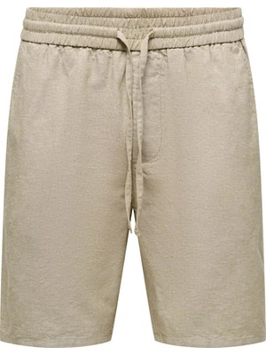 Only & Sons Bej Erkek Şort Onslınus 0007 Cot Lın Shorts Noos
