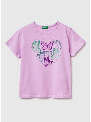 United Colors Of Benetton Pembe Kız Çocuk Baskılı T-Shirt 3096C10SG