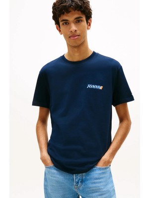 Tommy Jeans Lacivert Erkek Regular Fit Baskılı T-Shirt DM0DM22547C1G Lacivert T-Shirt