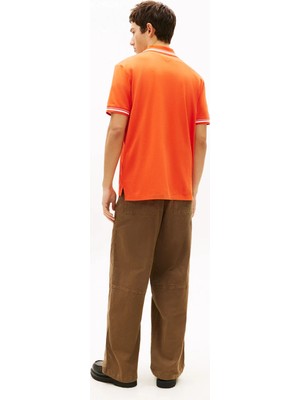 Tommy Jeans Turuncu Erkek Polo T-Shirt DM0DM22700XM2 Kırmızı Polo T-Shirt