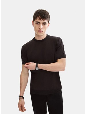 Back And Bond Kahverengi Regular Fit Bisiklet Yaka Triko Tişört