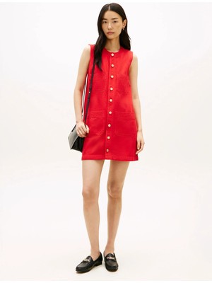 Tommy Hilfiger Kırmızı Kadın Elbise Dnm Clr Sl Mını Dress