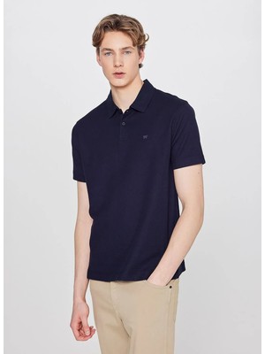 Wrangler Lacivert Erkek Regular Fit Logo Baskılı Polo T-Shirt W2610158410 Lacivert Polo T-Shirt