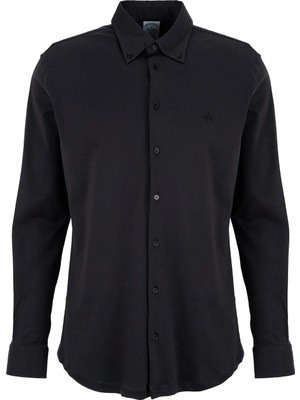 Brooks Brothers Siyah Erkek Düğmeli Slim Fit Nakışlı Gömlek BBSS26MKN001