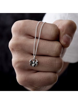 Ebrar Silver Gümüş Mini Örümcek Kolye Küçük Boy Örümcek Figürlü Unisex Kolye