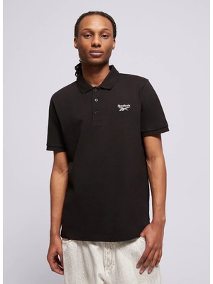Reebok 100239701 Blaze Embroıdered Ss Polo Siyah Polo Regular Fit Düz Erkek T-Shirt