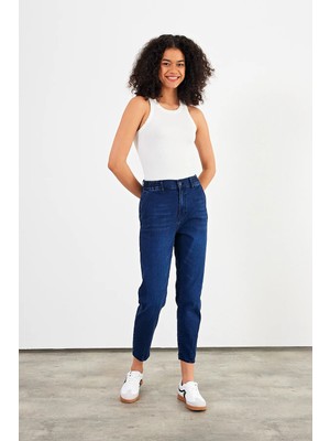 Vena Norah Blue Black Beli Lastikli Jean Pantolon (Lyocell) - Blue Black