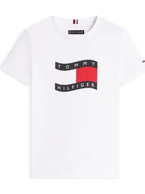 Tommy Hilfiger Beyaz Erkek Çocuk Baskılı T-Shirt KB0KB10275YBR