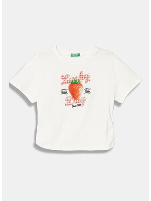 United Colors Of Benetton Beyaz Kız Çocuk Baskılı T-Shirt 3I1XC10SW