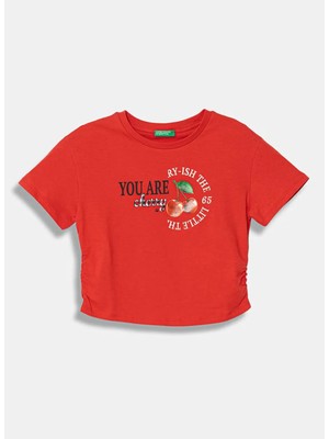 United Colors Of Benetton Kırmızı Kız Çocuk Baskılı T-Shirt 3I1XC10SW