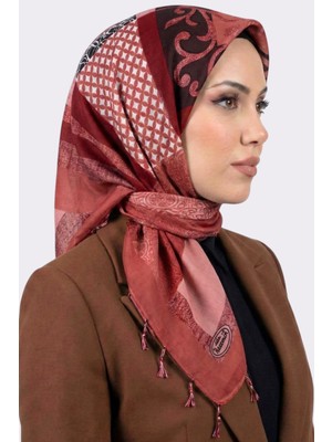 Hadiora Kadın Somon Soyut Desenli Inci Boncuklu Yazma
