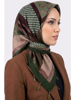 Hadiora Kadın Haki Soyut Desenli Inci Boncuklu Yazma