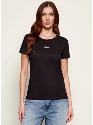 Boss Siyah Kadın Oversize Logo Baskılı T-Shirt 50554696