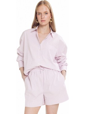 Ted Baker Pembe - Beyaz Kadın Gömlek TBWRSH2082-2