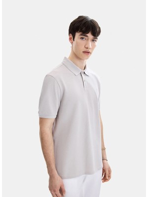 Back And Bond Açık Gri Regular Fit Örme Polo Yaka Tişört