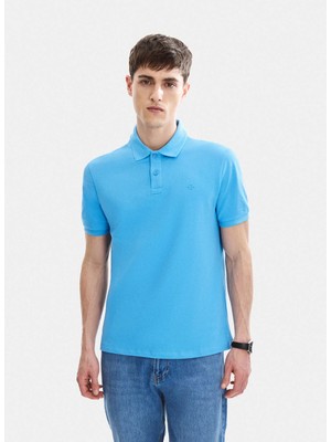 Back And Bond Gök Mavi Regular Fit Örme Polo YakaTişört