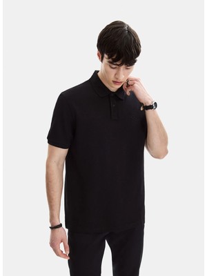 Back And Bond Siyah Regular Fit Örme Polo Yaka Tişört