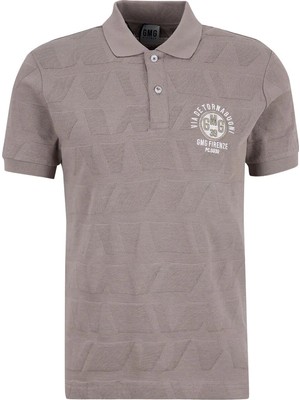 gmg firenze Gmg Fırenze Vizon Erkek Slim Fit Geometrik Desenli T-Shirt GU26MSS03017