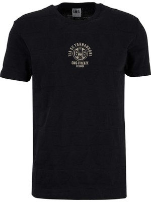 gmg firenze Gmg Fırenze Siyah Erkek Slim Fit Geometrik Desenli T-Shirt GU26MSS03018