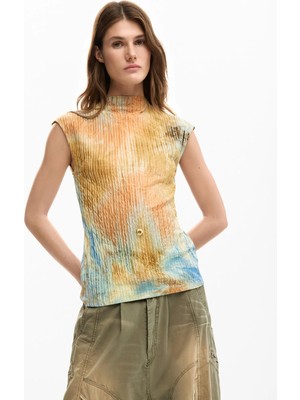 Desigual Çok Renkli Kadın Standart Batik Desenli T-Shirt 26SWTK15