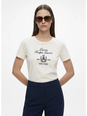 Lauren Ralph Lauren Krem Kadın Baskılı T-Shirt 200P03725