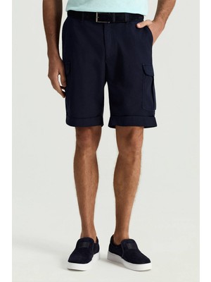 Hemington Tencel Kumaş Lacivert Kargo Şort