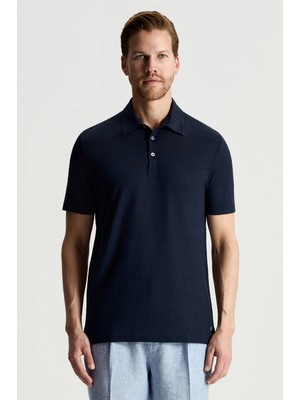 Hemington Saf Keten Lacivert Polo Yaka T-Shirt