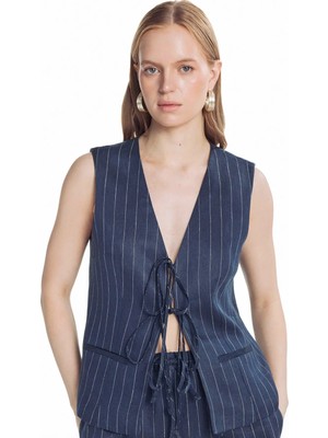 Ted Baker Lacivert Kadın Çizgili Yelek TBWRJC2002