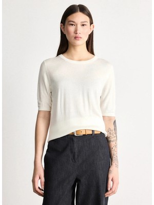 Boss Ekru Kadın Bisiklet Oversize Ajurlu Desenli Kazak 50557077