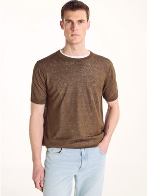 Ted Baker Açık Kahve Erkek Triko T-Shirt TBMRKW2044