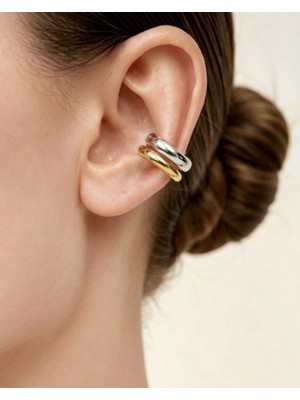 Pure Love Atelier Gümüş Ikili Earcuff Küpe - Deliksiz Kullanım