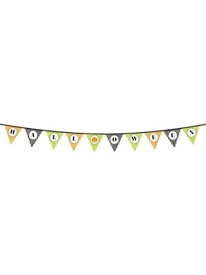 Mey Ithalat® Cadılar Bayramı Kabak Temalı Halloween Yazılı Banner Süs Flama 3 Metre