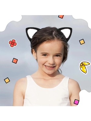 Mey Ithalat® Kedi Kulak Taç Siyah Içi Beyaz Renk Pofuduk 15X17 cm