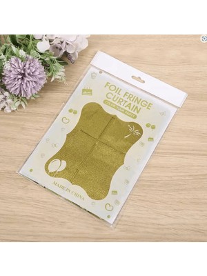 Mey Ithalat®    altın Gold Renk Dikdörtgen Kesim Parlak Sim Görünümlü Fon Perde Dekor 1x2 Metre