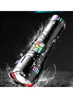 Genel Tedarik Pro F-3002 Alüminyum Tg LED Gece Şeritli Type-C Şarjlı El Feneri