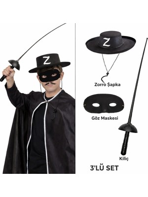 Mey Ithalat®  Kostüm Seti 3’lü Çocuk – Şapka, Maske ve Kılıç