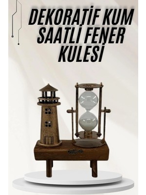Epilons Hediyelik Eşya Retro Ahşap Deniz Feneri Kum Saati Biblo