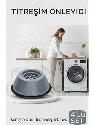 Mey Ithalat® Premium 4'lü Titreşim Önleyici Kauçuk Ayak Seti - Ultra Sessiz ve Sarsıntısız Yıkama T